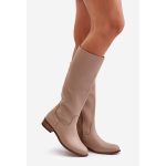 Bottines mi mollet pour femme en cuir avec fermeture éclair Levski 3616 Beige