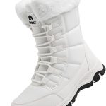 Bottes de Neige Femme Doublé Chaud Antidérapantes Outdoor Bottine de Randonnée Chaussures d'hiver,37 EU,Blanc