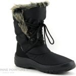 Achat chaussures Antarctica Femme Botte Pluie Neige, vente Antarctica 687 Noir Fourrure beige Lacet Botte neige Femme