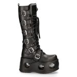 Bottes Plateformes Hautes New Rock Metallic Noires M.272 S2 • The Dark Store™