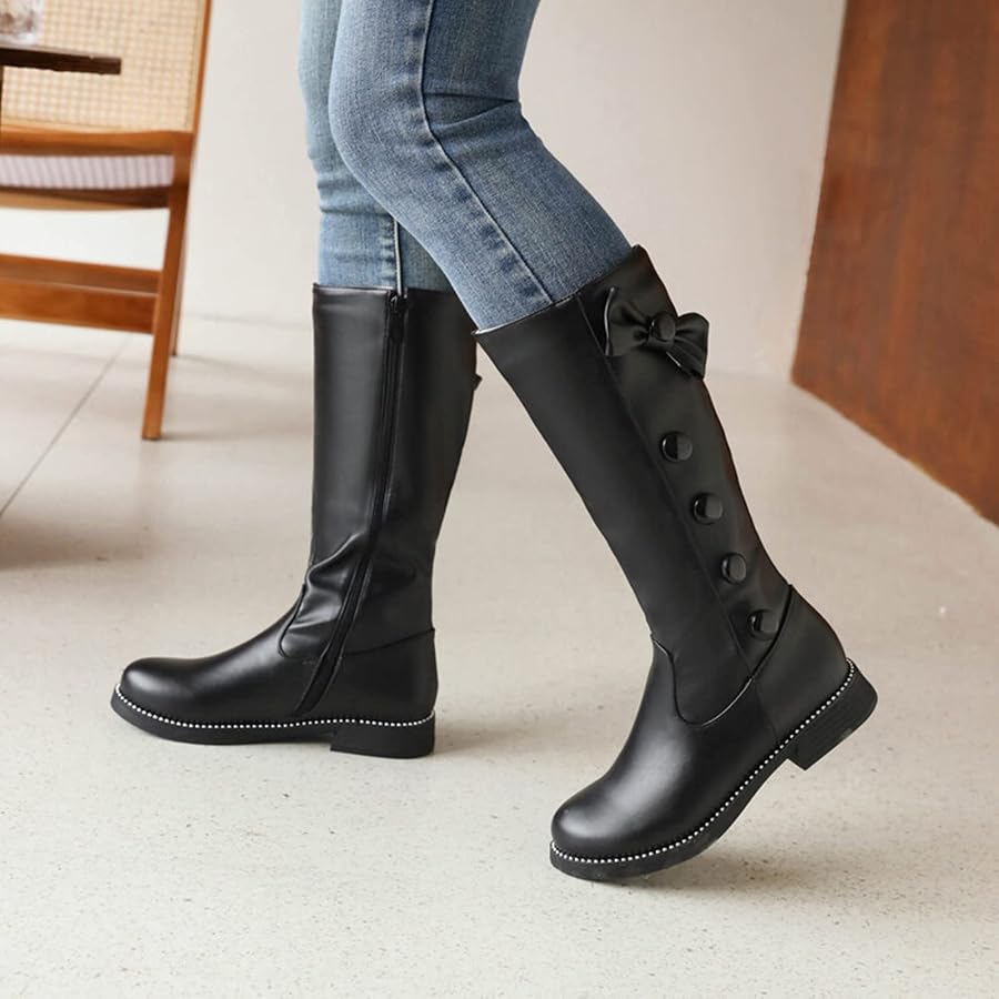 bottes-plates-femme-491aiu-1.jpg Bottines Femme Bottes en Cuir Comfortable Casual Mode mi Mollet Boots Plates Hiver Chaud élégantes Style Britannique(Le Noir 37)&826 1 : Amazon.fr: Mode – Image 1