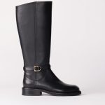 Bottes Plates en Cuir Lisse Noir pour Femme Modèle Eva