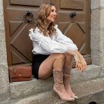 Bottes kaki en suédine à talon style santiags pour femmes