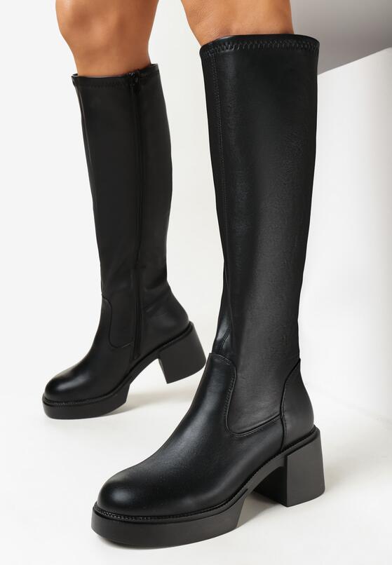 bottes-talons-231ahm-1.jpg Bottes plateforme à talons bloc, Noir – Image 1