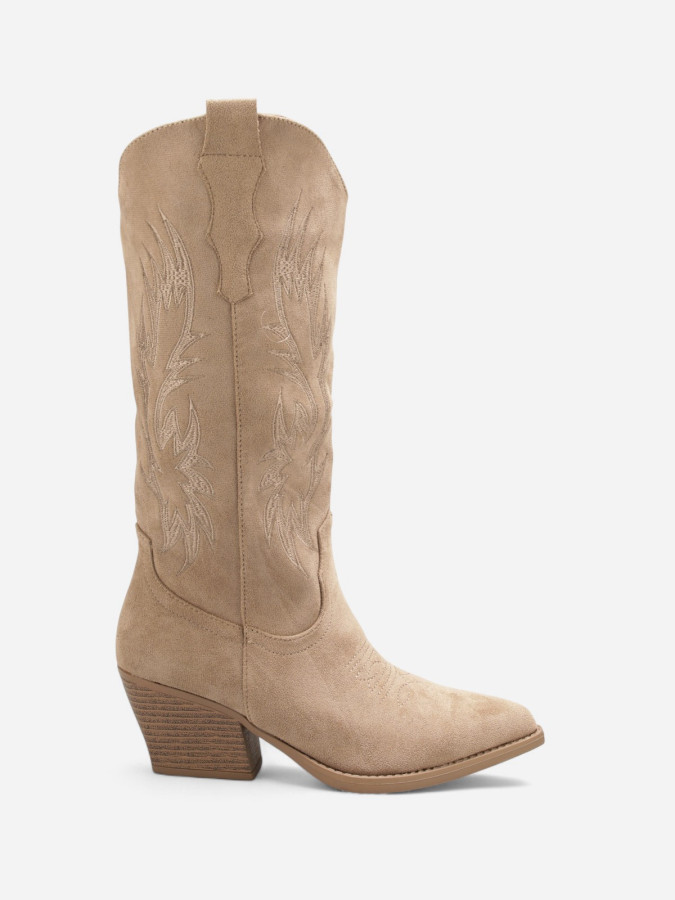 bottes-western-femme-916mll-1.jpg Bottes Western Femme Suédine Beige taupe – Image 1