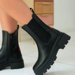Bottines Chelsea Noires à Semelle Épaisse pour Femme