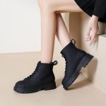 Chaussures inférieures Confortables Semelle épaisse Moyenne Mince Casual Fashion Pattern Bottes pour Femmes Bottines Noires Femme Bottine Femme Hiver ...