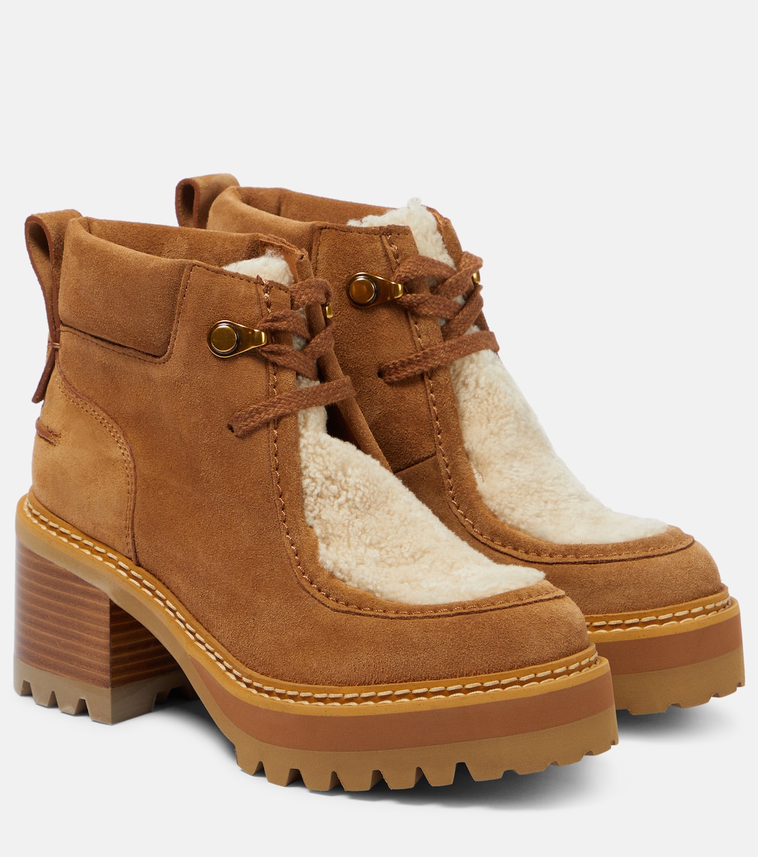 bottines-chloe-567nwo-1.jpg Bottines en daim et shearling – Image 1
