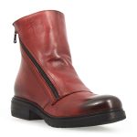 Bottines femme en cuir délavé rouge avec double zip Rosso / 35
