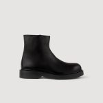 Jaiio Bottines Sandro Noires Jaiio Sandro Bottines Noires Zipped Leather Ankle Boots In Black