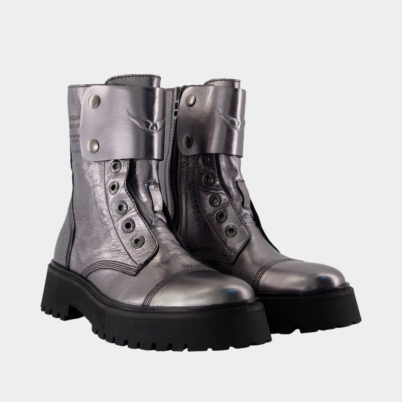 bottines-zadig-et-voltaire-846ddx-1.jpg Bottines Joe Fast Zadig & Voltaire Cuir Argenté – Image 1