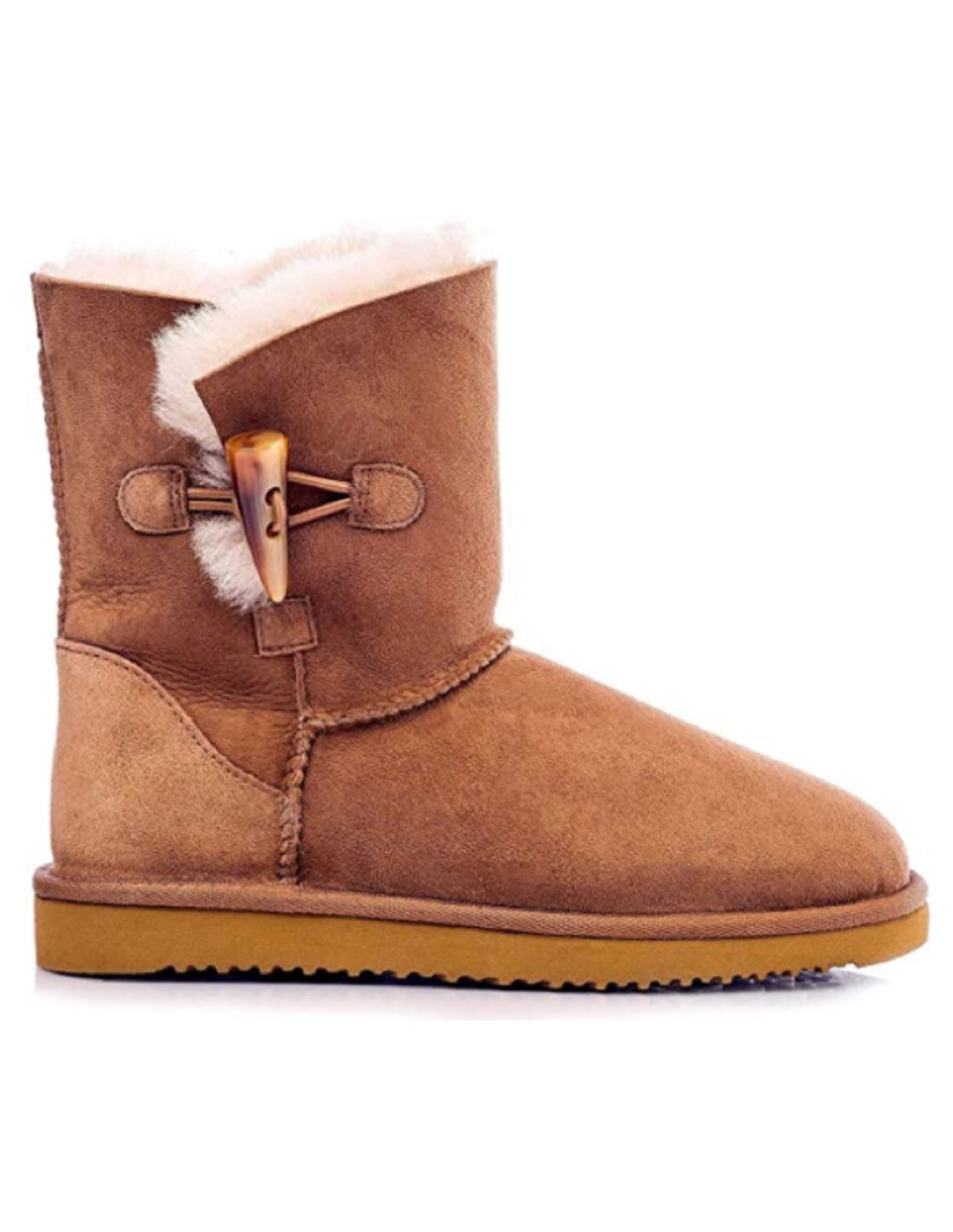 chaussure-fourree-femme-362ric.jpg Bottes Fourrées Mouton Véritable avec Bouton Taille 36 Colorie bottes fourrées Camel – Image 1