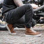 Chaussures de moto en cuir pour hommes, bottes de moto rétro baskets de moto respirant décontractées, fermeture à glissière avec coussinet de vitesse, ...