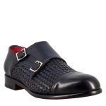 Chaussure homme double boucle en cuir tressé bleu Bleu / 39
