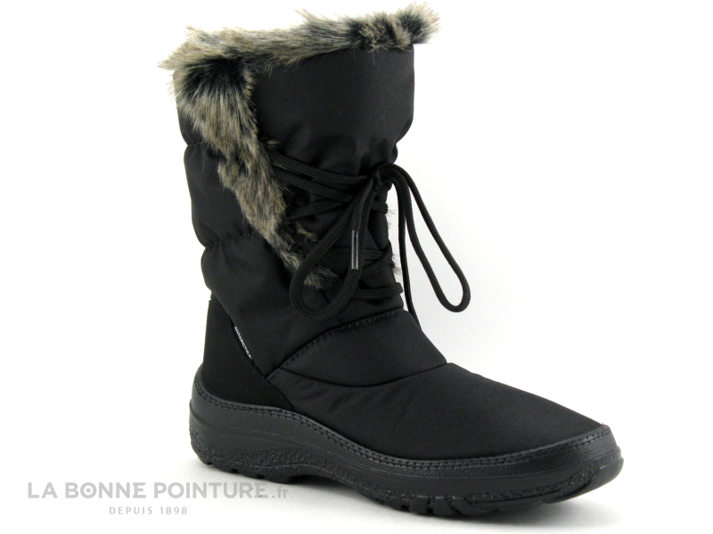chaussures-neige-femme-598wsy-1.jpg Achat chaussures Antarctica Femme Botte Pluie Neige, vente Antarctica 687 Noir Fourrure beige Lacet Botte neige Femme – Image 1