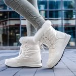 Bottines de neige chaudes à lacets pour femme, imperméables, épaisses, en peluche, à plateforme, nouvelle collection hiver 2023