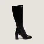 Bottes hautes à bouts carrés en cuir brillant noir | VAUBANE | Jonak