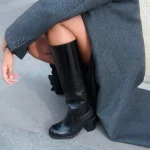 Bottes larges à bouts carrés en cuir noir | BLIM | Jonak