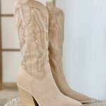 April Chaussure Style Santiag Femme Botte Santiag Femme Beige April Bottes Femme Style Western SANTIAG
