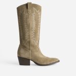 Botte taupe cuir velours éco conçue esprit santiag
