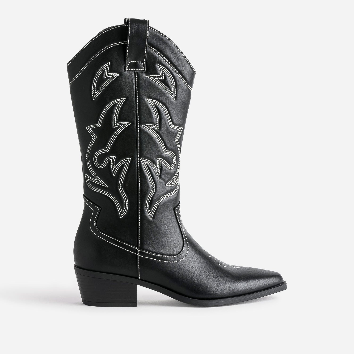 santiag-femme-845fnz-1.jpg Botte TEXTO noire et blanche esprit santiag – Image 1