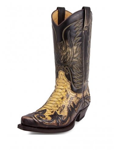 santiag-homme-839ewp-1.jpg Santiags Sendra Hommes Marron Python Pallas cuir – Image 1