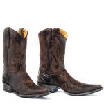 Bottes santiags en cuir marron avec surpiqure western Stitched chocolate Santiags homme